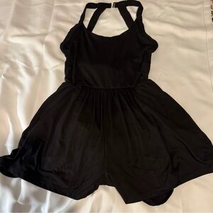 HALARA Black Knot-Front Sleeveless Romper